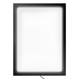 OfficeCity plakátkeret, poszterkeret fali A2 méret, fekete 45mm-es kerettel, szögletes sarokkal, LED világítással (SFN45-A2-LIGHT-BLACK)