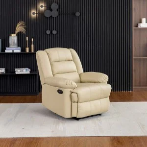 Fekvőfotel, relax fotelágy dönthető háttámlával, lábtartóval bézs (8002-ELEC-BEIGE)