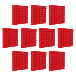 10db Hangelnyelő szivacs, 50x50cm, piramis, piros, öntapadós