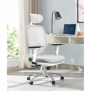 Ergonomikus irodai szék, forgószék, fehér-szürke hálós (LA-8036FH-WHITE-GREY)