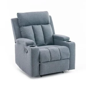 Manuális fekvőfotel, relax fotelágy két pohártartóval, szürke szövet (JNF-MANUAL-FABRIC-DARK GREY) JN-R8005A51