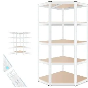 Sarok salgó polc, 5 szintes 180x70x30-30cm, fehér