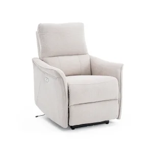 Elektromos, dönthető relax fekvőfotel, vászon szövet (bézs) 