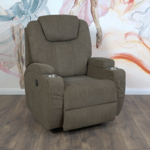 Elektromos relax fotelágy 8 pontos masszázs magyar nyelvű távirányítóval, ringató és forgatható funkció rozsdamentes pohártartó vízlepergető textil barna 8#