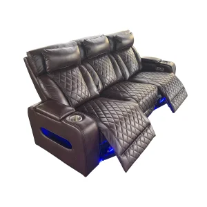 Luxus, háromszemélyes elektromos relax fotel, lábtartóval, pohártartóval, világítással AirLeather barna
