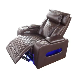 Luxus elektromos relax fotel, lábtartóval, pohártartóval, világítással AirLeather barna