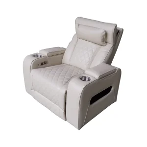 Luxus elektromos relax fotel, lábtartóval, pohártartóval, világítással AirLeather bézs