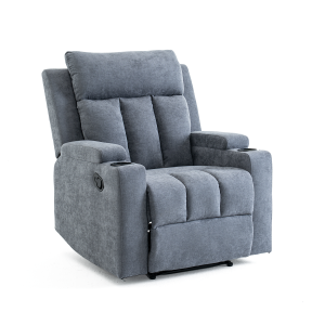 Manuális fekvőfotel, relax fotelágy két pohártartóval, szürke szövet (JNF-MANUAL-FABRIC-DARK GREY) JN-R8005A51