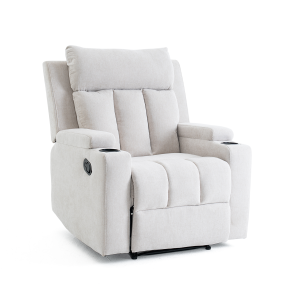 Manuális fekvőfotel, relax fotelágy két pohártartóval, bézs szövet (JNF-MANUAL-FABRIC-BEIGE) JN-R8005A51