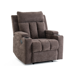Manuális fekvőfotel, relax fotelágy két pohártartóval, sötétbarna szövet (JNF-MANUAL-FABRIC-DARK BROWN) JN-R8005A51