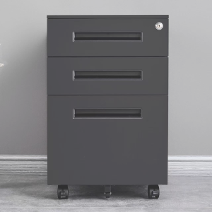 3 fiókos, fém gurulós szekrény, tároló sötétszürke