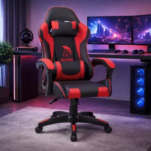 Látková herná stolička Warrior Basic 1-F červeno-čierna