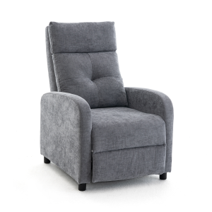 Manuális fekvőfotel, relax fotelágy push back, szürke zsenília szövet