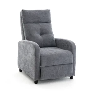 Manuális fekvőfotel, relax fotelágy push back, szürke zsenília szövet