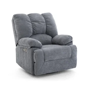 Elektormos relax fekvőfotel szürke zsenília szövet (JN-D8118A30) 