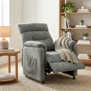 Elektromos, dönthető relax fekvőfotel, szürke szövet