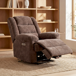 Relax fotelágy elektromosan dönthető, lábtartóval, zsenília barna szövet (JN-D8053A51)