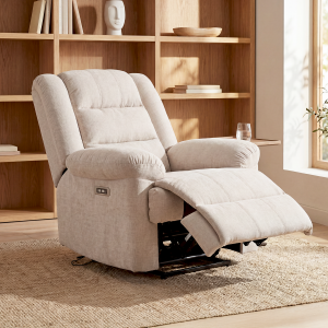 Relax fotelágy elektromosan dönthető, lábtartóval, bézs zsenília szövet (JN-D8053A51)