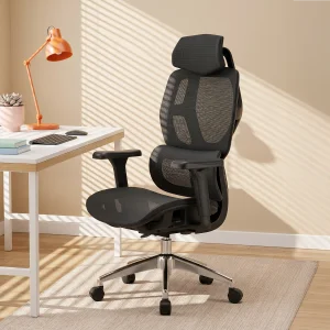 Ergonomická kancelárska stolička, otočná stolička, čierna sieťovaná (E13 BLACK)