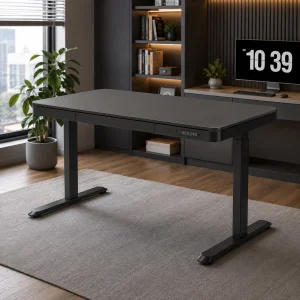 Elektromosan, elektronikusan állítható magasságú íróasztal fekete lappal (ET119WC-BLACK-WOODBLACK) 