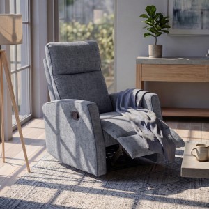 Fekvőfotel, relax fotelágy dönthető háttámlával, lábtartóval szürke zsenília szövet (JN-R8120A51) GREY