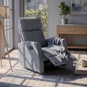Fekvőfotel, relax fotelágy dönthető háttámlával, lábtartóval szürke zsenília szövet (JN-R8120A51) GREY