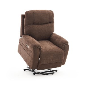 Felállást segítő relax elektromos fekvőfotel, barna zsenilia szövet (JN-L8016A51)