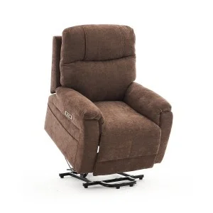 Felállást segítő relax elektromos fekvőfotel, barna zsenilia szövet (JN-L8016A51)