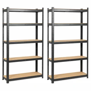 2DB Salgó polc, 5 szintes 180x90x30cm, fekete (2x4401)
